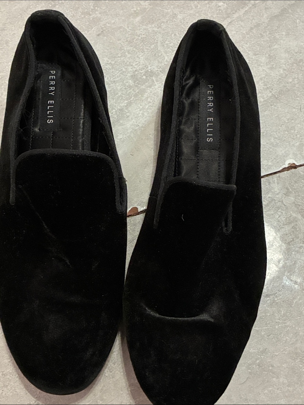 Perry Ellis Black Velvet Slip-On Loafers